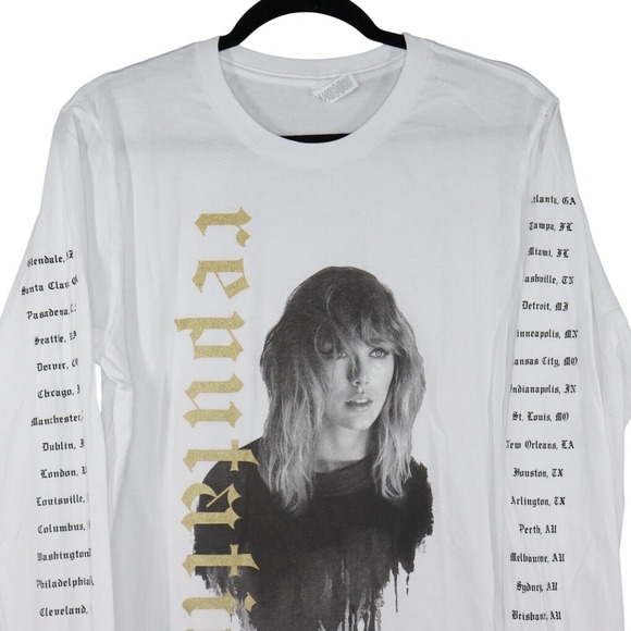 Swifty T.S. Reputation Stadium Tour T Shirt Unisex Size Medium White Long Sleeve - Picture 2 of 9